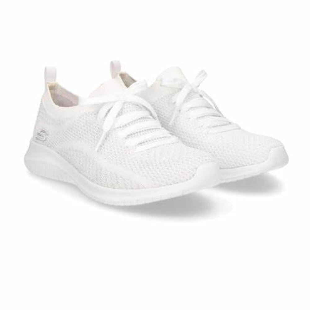 BNWT Skechers Women's Ultra Flex-salutations Sneaker white and silver size 8.5